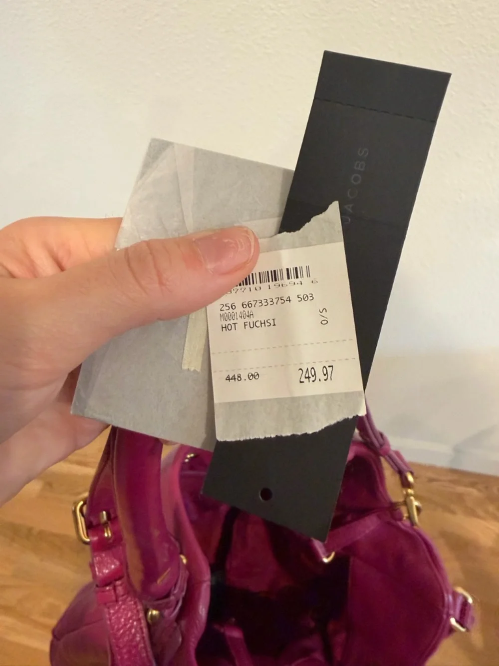 Marc Jacobs Hot Pink Pebbled Leather Tote with Gold Hardware